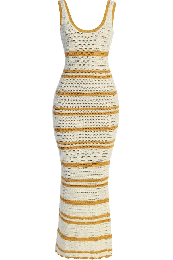 JLUXLABEL Ivory/Yellow Destiny Knit Maxi Dress