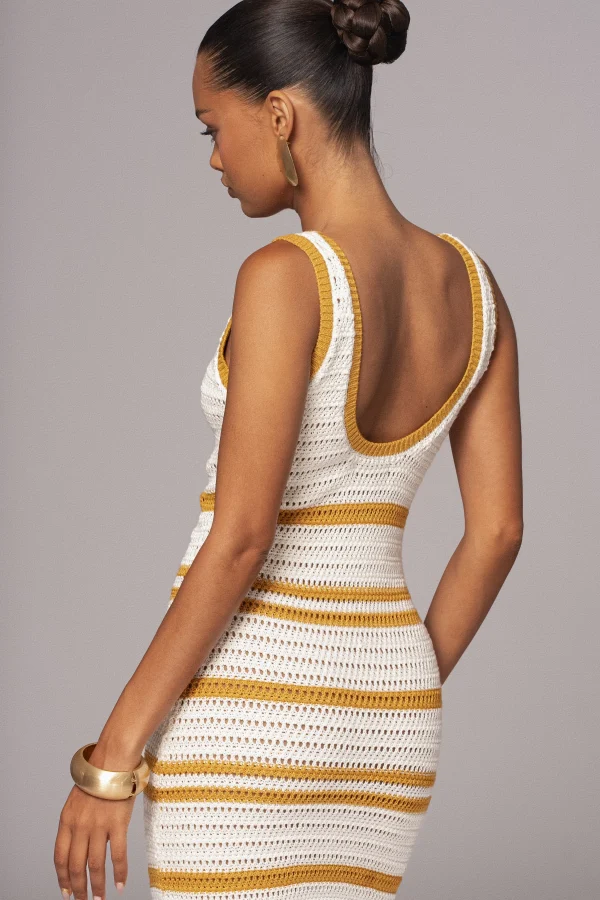 JLUXLABEL Ivory/Yellow Destiny Knit Maxi Dress