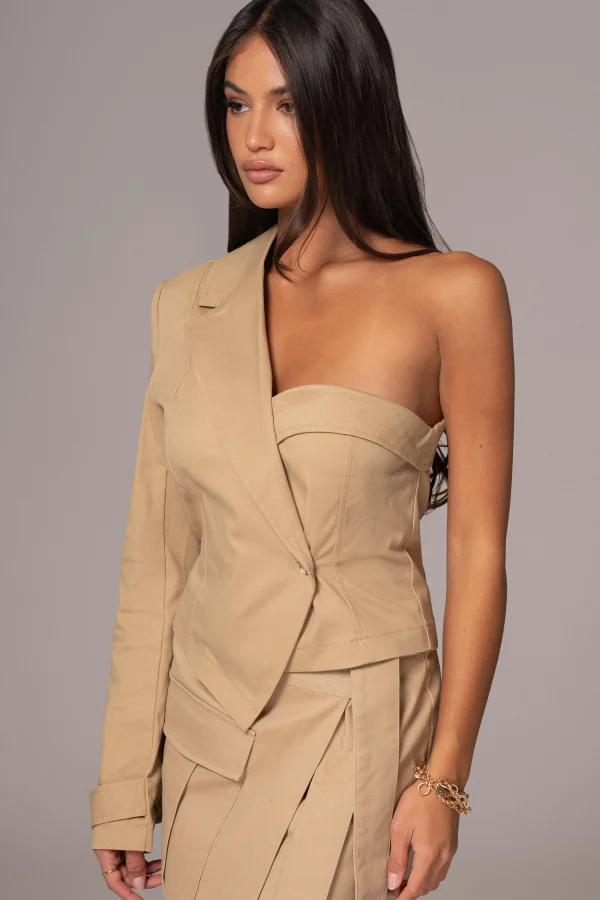 JLUXLABEL Khaki Amal One Shoulder Top