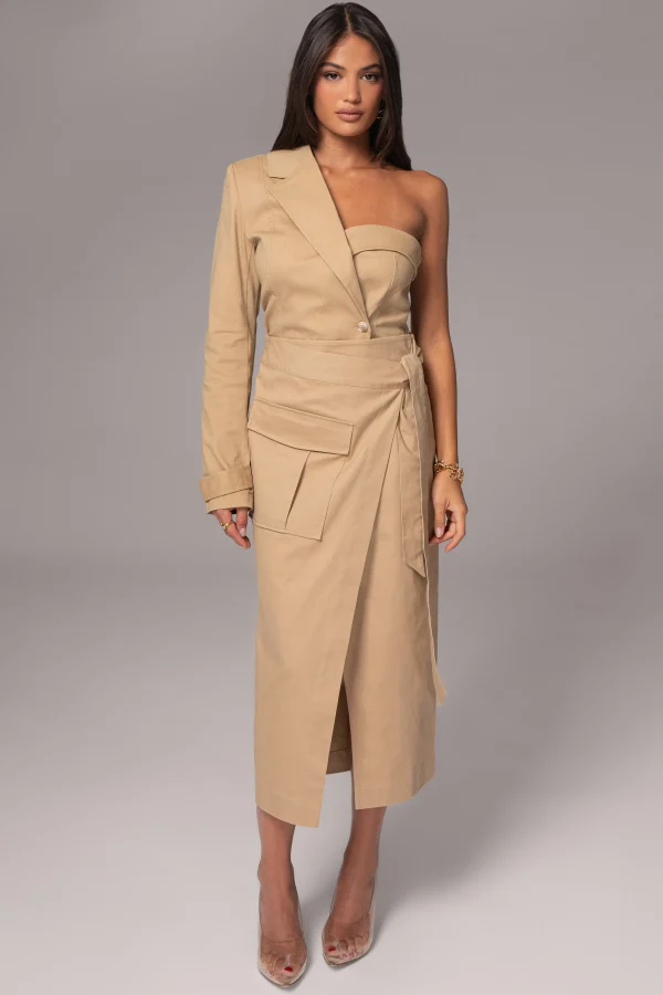JLUXLABEL Khaki Amal One Shoulder Top