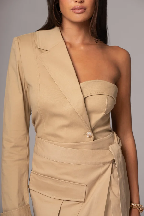 JLUXLABEL Khaki Amal One Shoulder Top