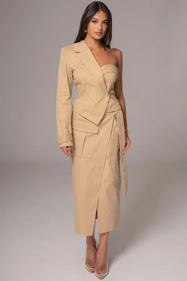 JLUXLABEL Khaki Amal One Shoulder Top
