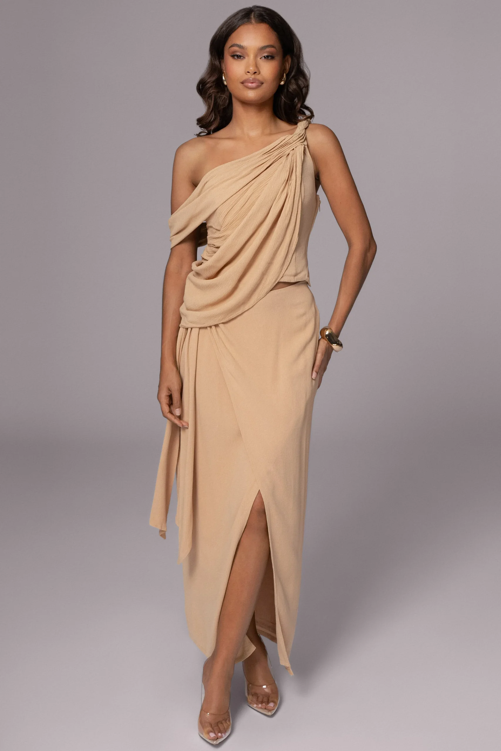 khaki_diosa_drape_top_1.webp JLUXLABEL Khaki Diosa Drape Top