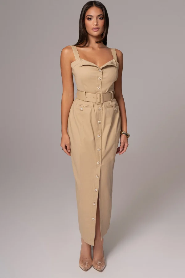JLUXLABEL Khaki Forever Summer Belted Dress