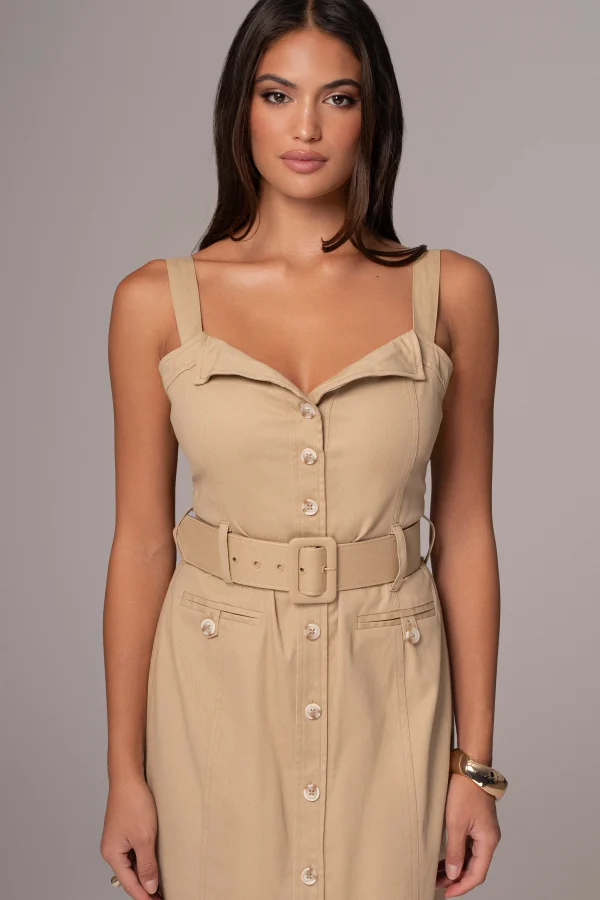 JLUXLABEL Khaki Forever Summer Belted Dress