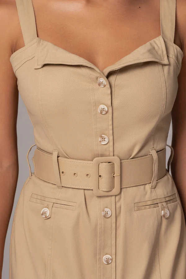JLUXLABEL Khaki Forever Summer Belted Dress