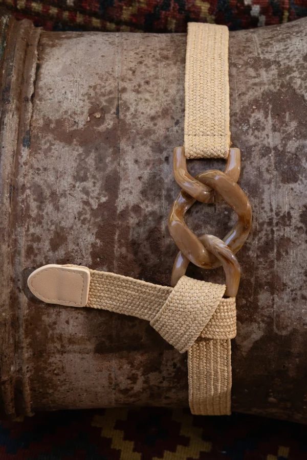 JLUXLABEL Khaki Marble Buckle Woven Belt