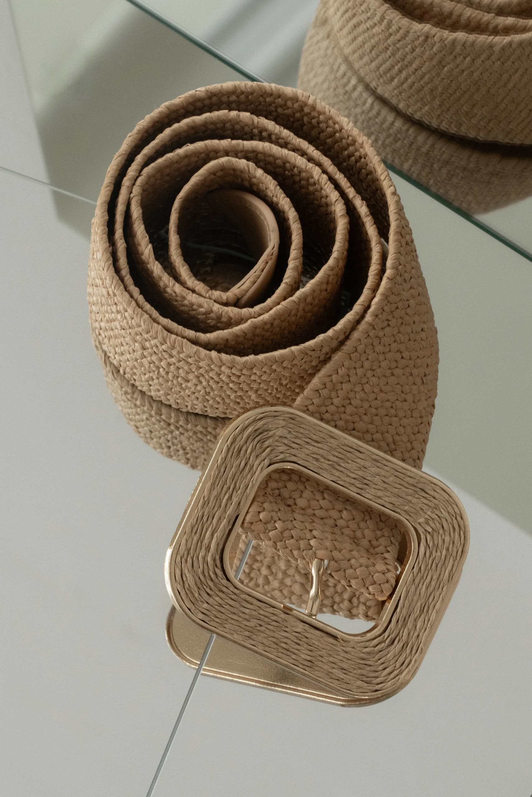 khaki_square_buckle_woven_0.webp JLUXLABEL Khaki Square Buckle Woven Belt