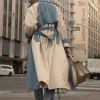 JLUXLABEL Light Wash Denim Leighton Belted Contrast Coat