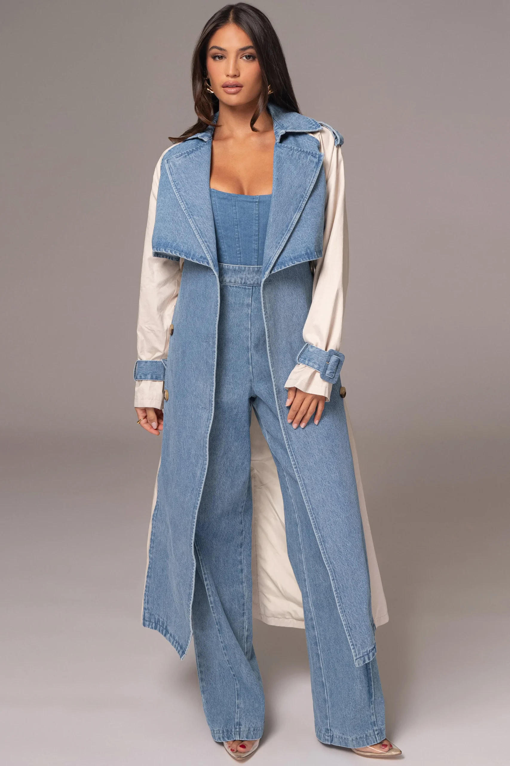light_wash_denim_leighton_5.webp JLUXLABEL Light Wash Denim Leighton Belted Contrast Coat
