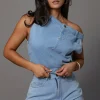 JLUXLABEL Light Wash Shanice Denim Top
