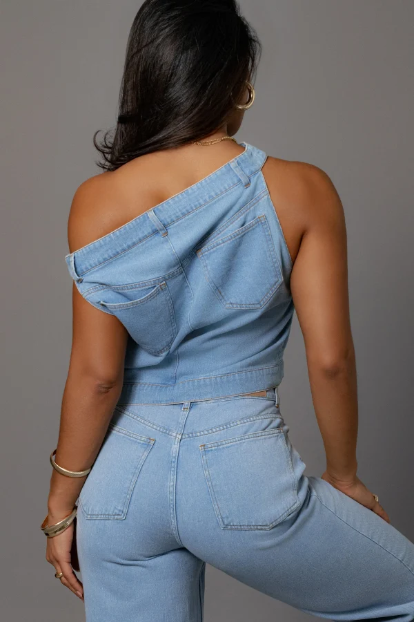JLUXLABEL Light Wash Shanice Denim Top
