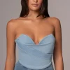 JLUXLABEL Light Wash Teyana Denim Bustier