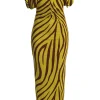 JLUXLABEL Lime Print Occasion Print Maxi Dress