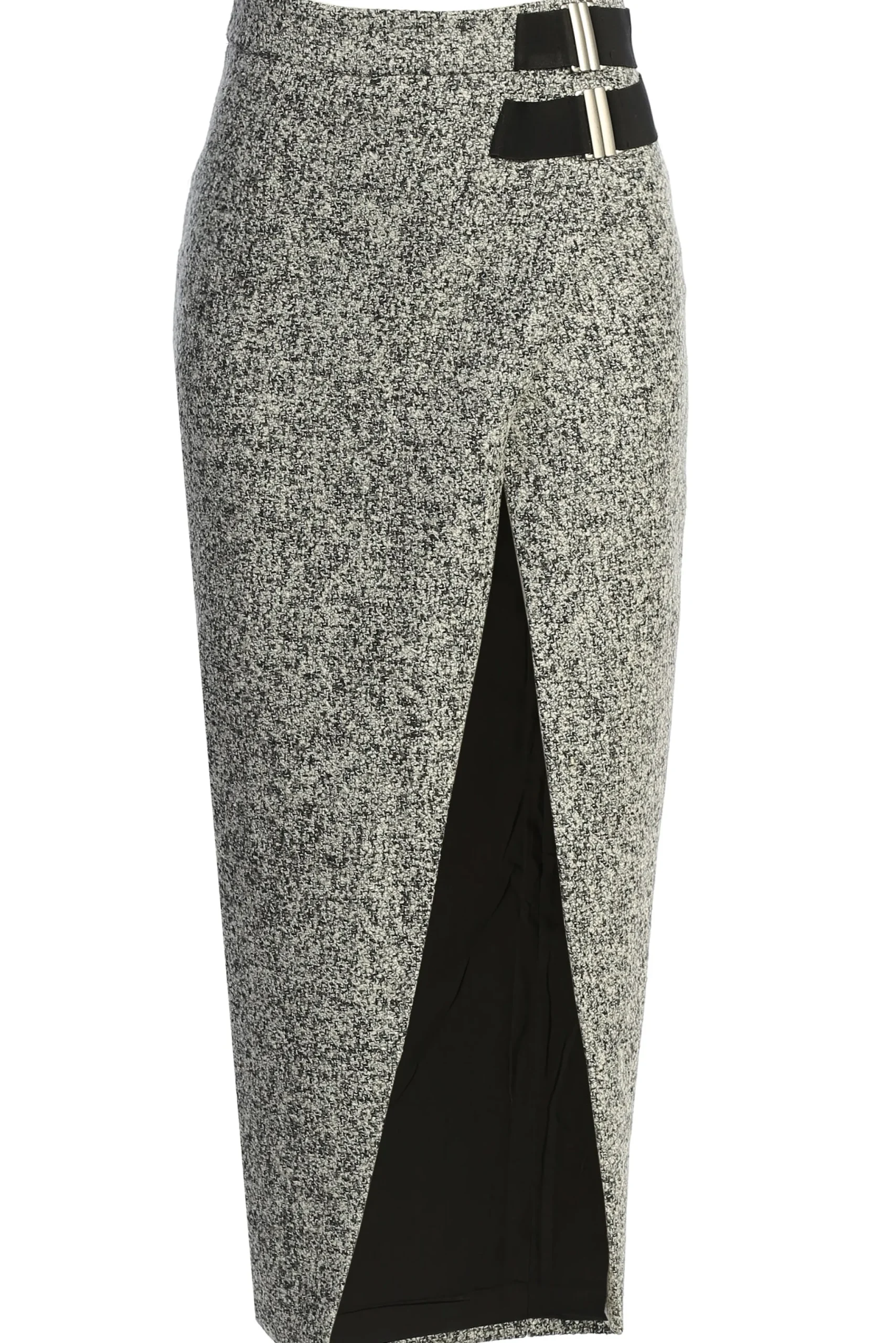 lt_grey_gisele_tweed_slit_1.webp JLUXLABEL Lt. Grey Gisele Tweed Slit Skirt