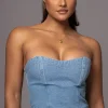 JLUXLABEL Medium Wash All You Need Denim Corset