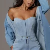 JLUXLABEL Medium Wash Denim Britney Corset