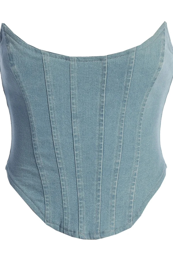 JLUXLABEL Medium Wash Fenix Reversible Denim Corset