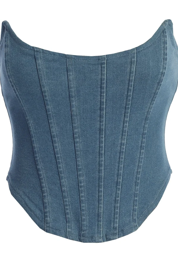 JLUXLABEL Medium Wash Fenix Reversible Denim Corset
