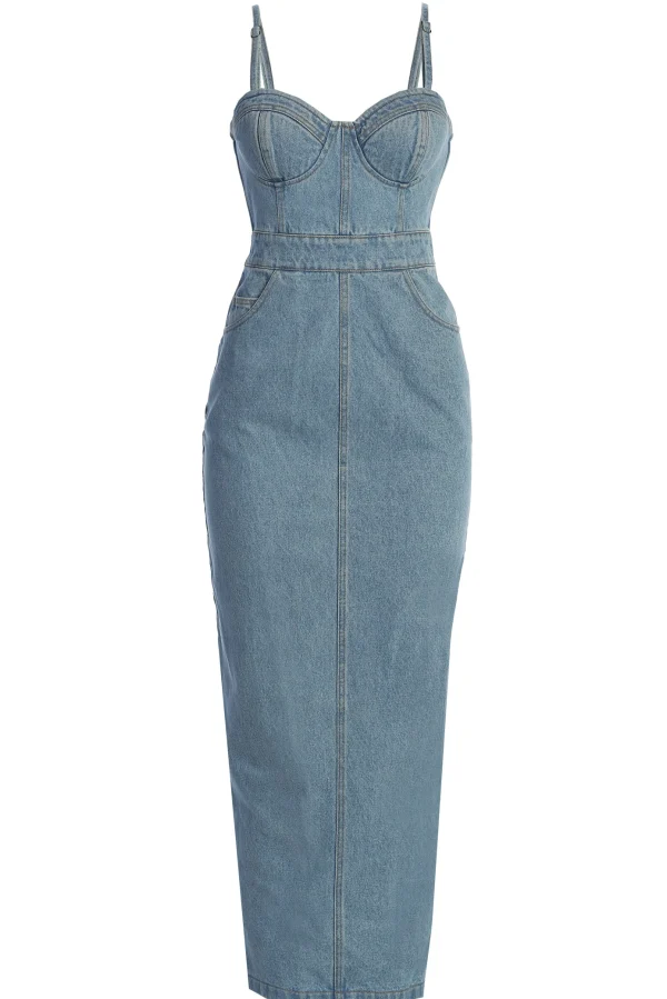 JLUXLABEL Medium Wash Mara Denim Bustier Dress