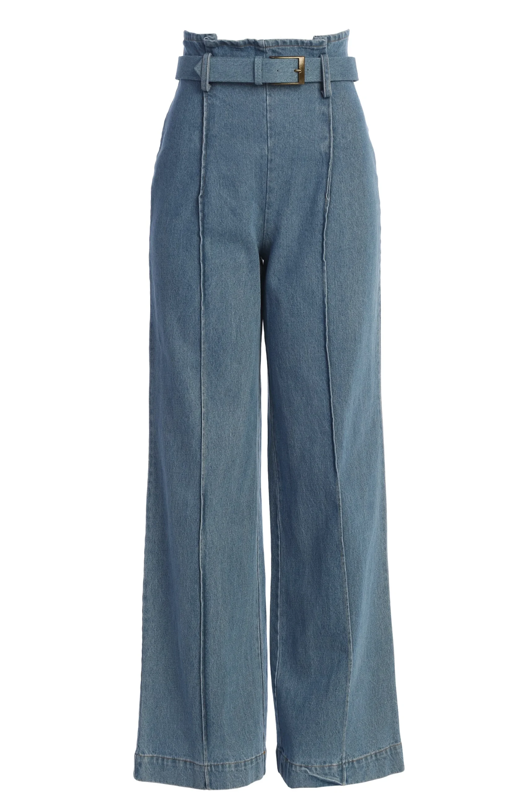 medium_wash_minka_paper_b_1.webp JLUXLABEL Medium Wash Minka Paper Bag Flare Leg Pants