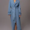 JLUXLABEL Medium Wash Savannah Belted Denim Coat