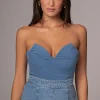 JLUXLABEL Medium Wash Teyana Denim Bustier