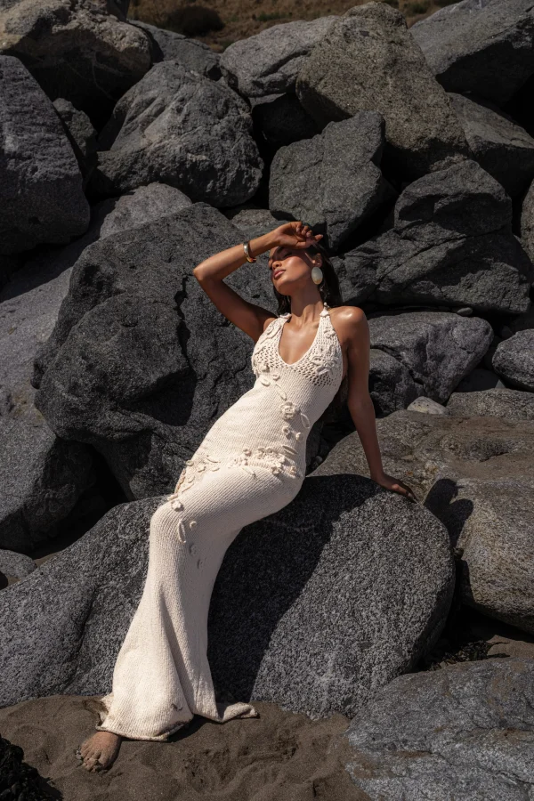 JLUXLABEL Milk Seaside Halter Maxi Dress