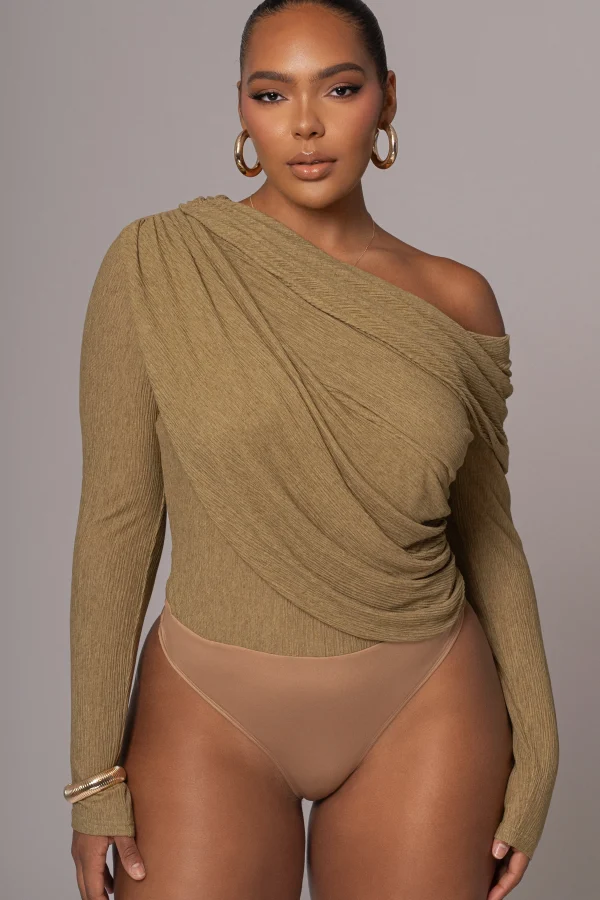 JLUXLABEL Moss Textured One Shoulder Bodysuit