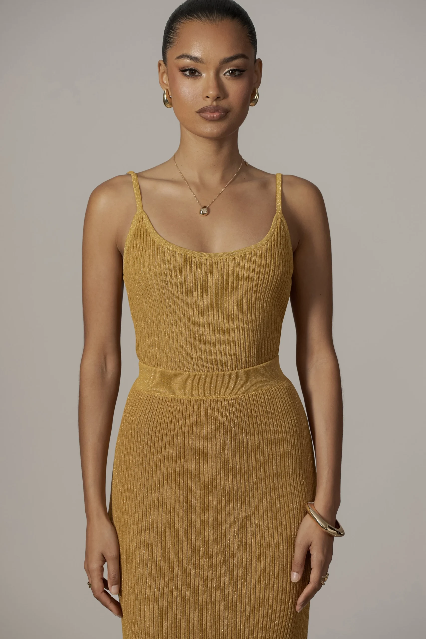 mustard_serena_ribbed_ski_2.webp JLUXLABEL Mustard Serena Ribbed Skirt Set