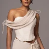 JLUXLABEL Natural New Obsession Draped Top