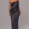 JLUXLABEL Navy Alari One Shoulder Maxi Dress