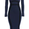 JLUXLABEL Navy  Debora Knit Midi Dress