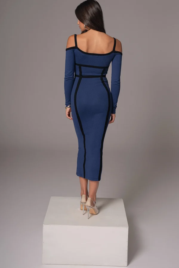 JLUXLABEL Navy Debora Knit Midi Dress