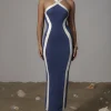 JLUXLABEL Navy  Fabiola Contrast Maxi Dress