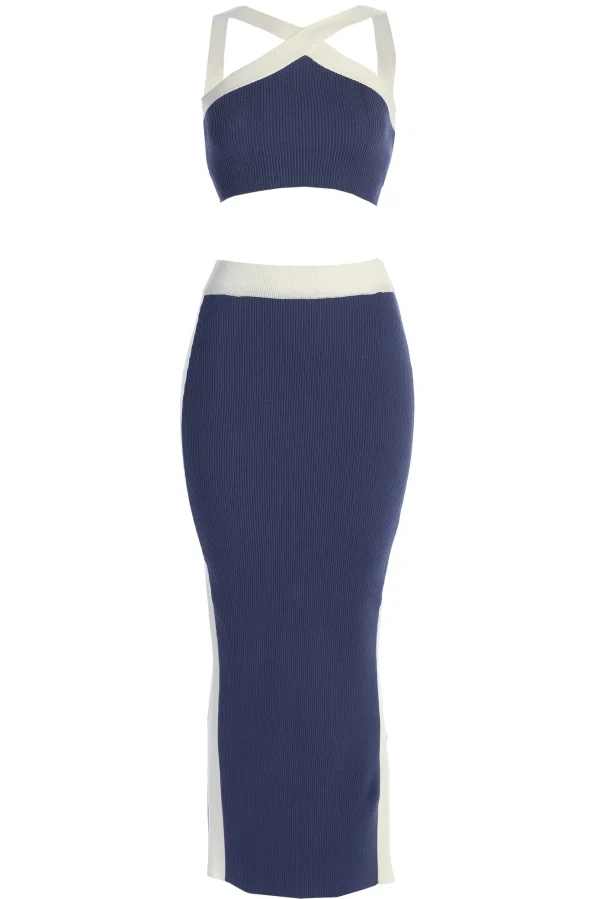 JLUXLABEL Navy Heartbreaker Two-Piece Skirt Set