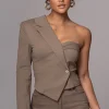 JLUXLABEL Olive Amal One Shoulder Top