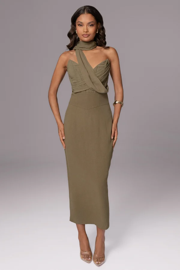 JLUXLABEL Olive Coastland Linen Skirt
