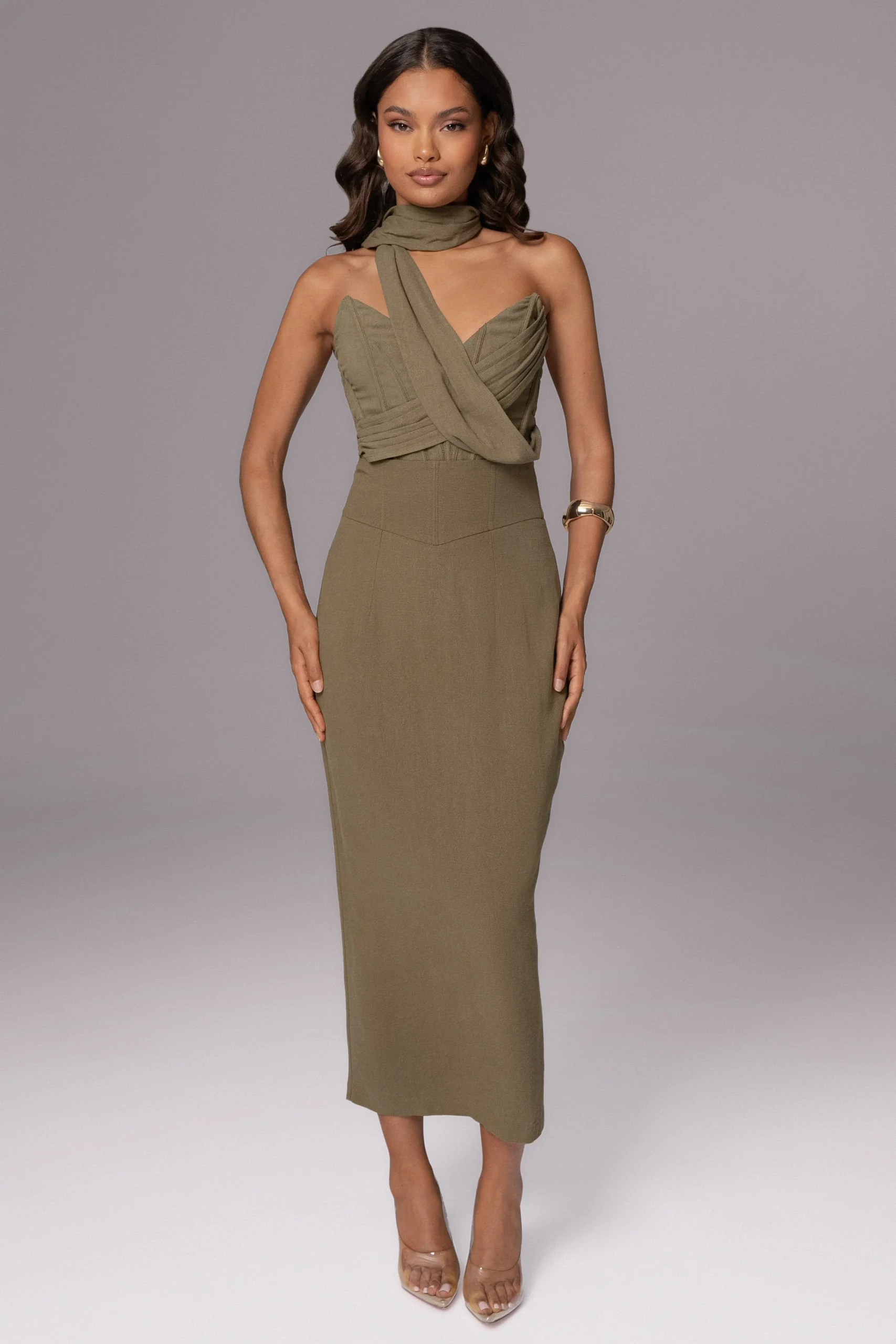olive_coastland_linen_ski_1.webp JLUXLABEL Olive Coastland Linen Skirt