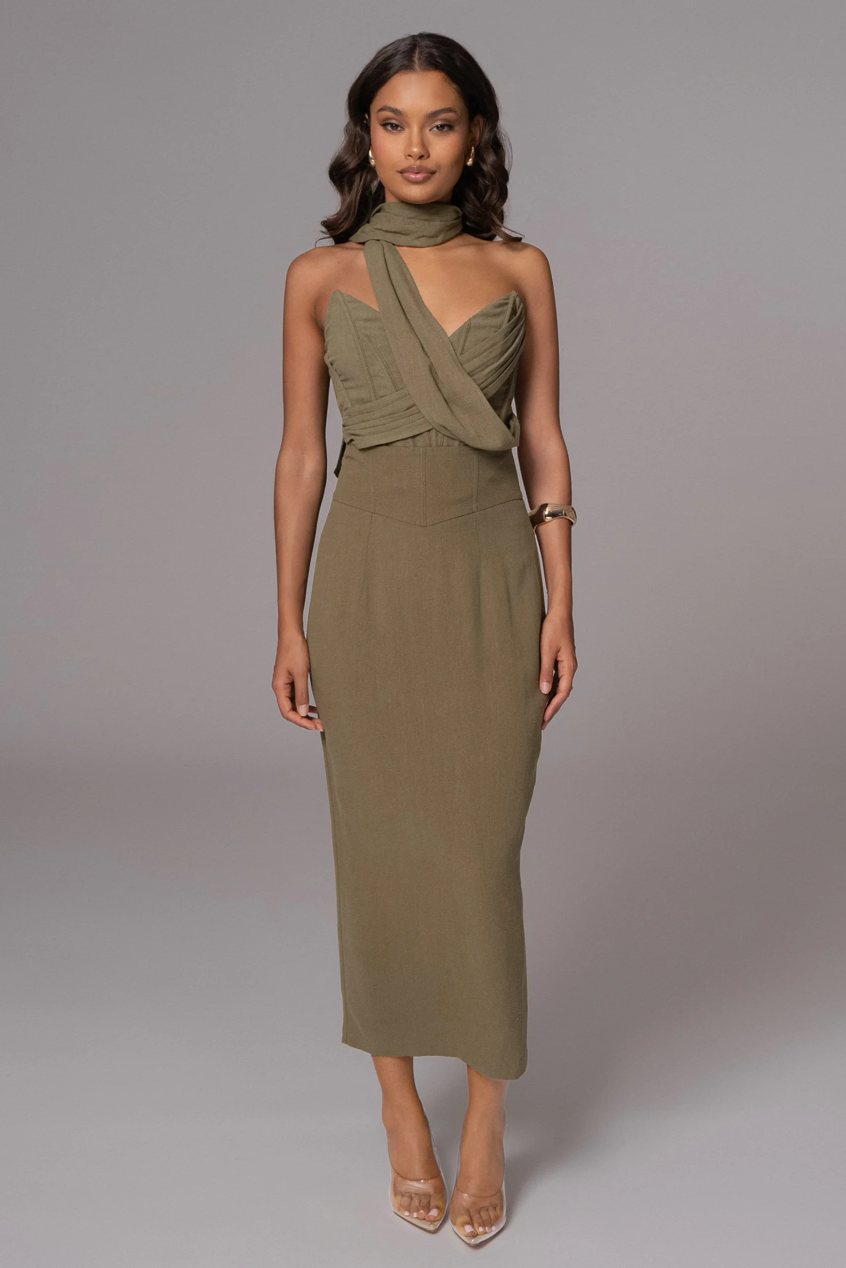 olive_coastland_linen_ski_3.webp JLUXLABEL Olive Coastland Linen Skirt