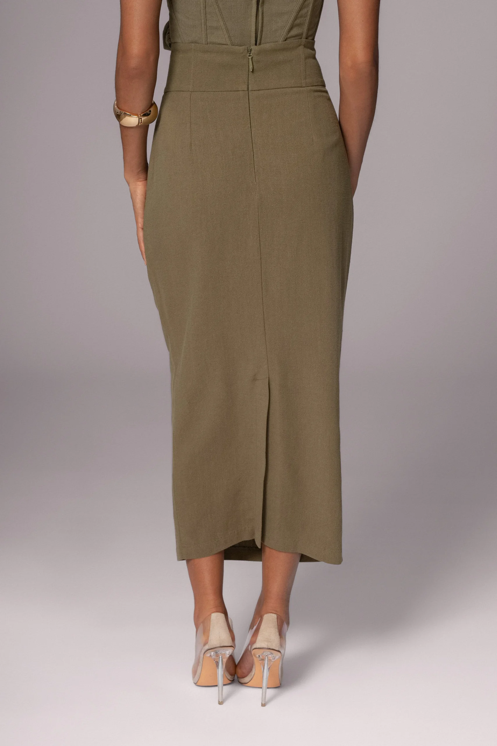 olive_coastland_linen_ski_9.webp JLUXLABEL Olive Coastland Linen Skirt