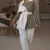JLUXLABEL Olive Color Block Summit Belted Jacket