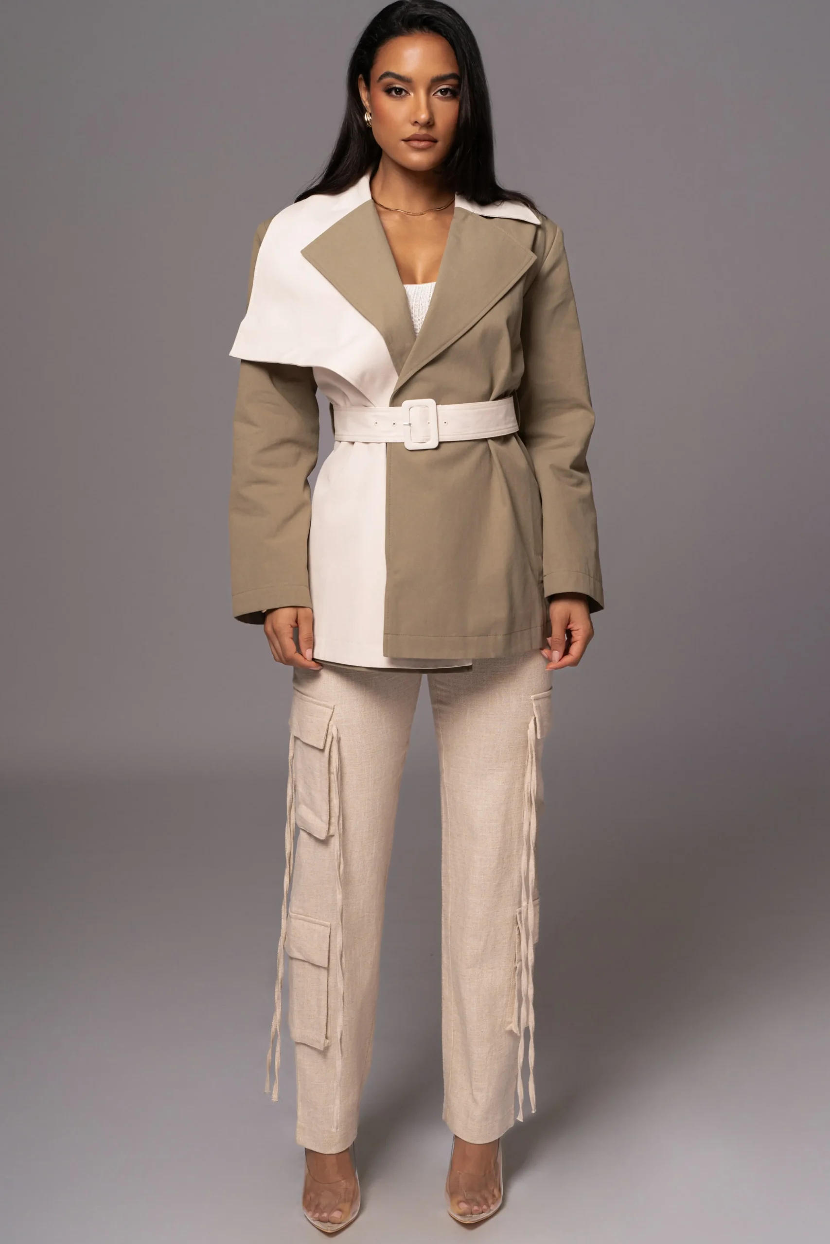 olive_color_block_summit__2.webp JLUXLABEL Olive Color Block Summit Belted Jacket