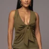 JLUXLABEL Olive Elicia Linen Top