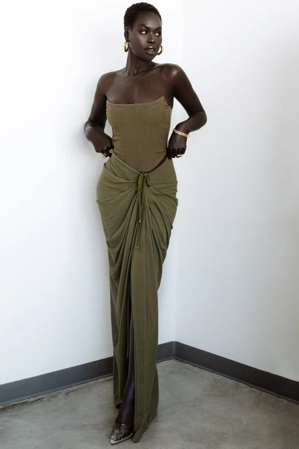 JLUXLABEL Olive Fenix Reversible Linen Corset