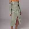 JLUXLABEL Olive Island Elegance Drape Dress