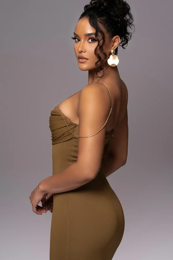 JLUXLABEL Olive La Lune Drape Midi Dress