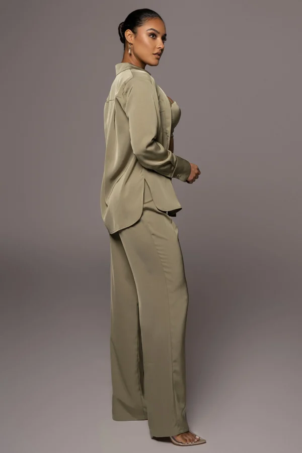 JLUXLABEL Olive Misty Button Up