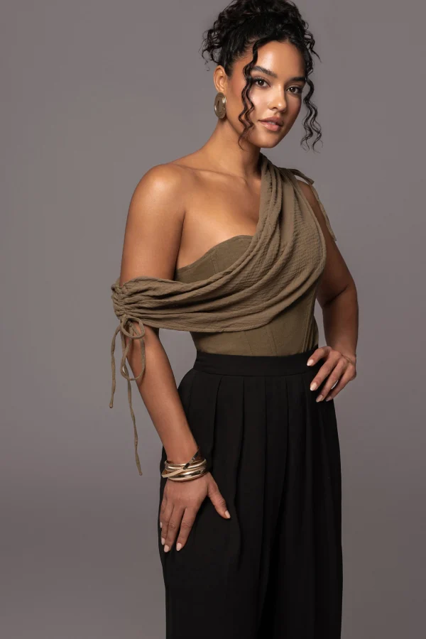 JLUXLABEL Olive New Obsession Draped Top
