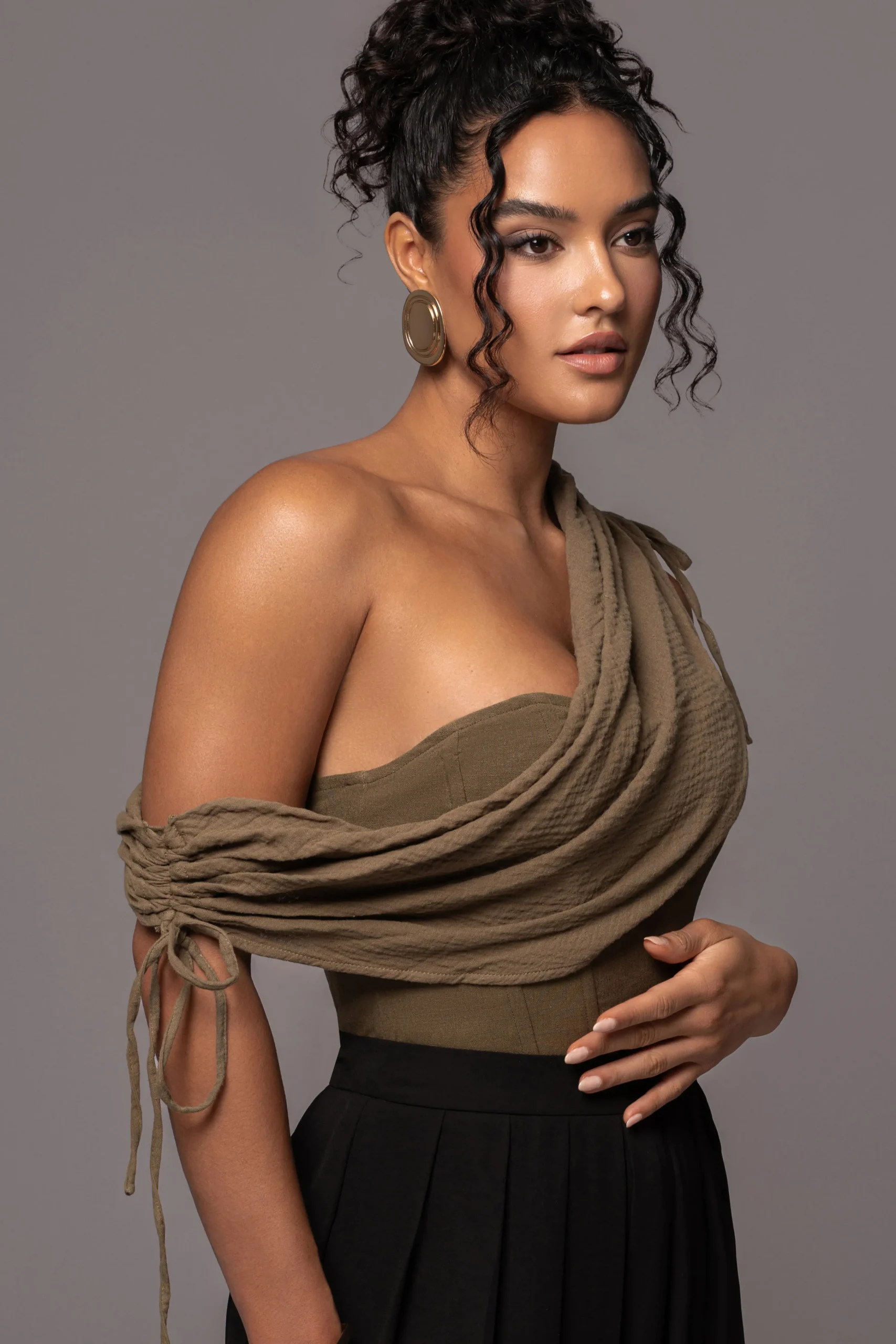 olive_new_obsession_drape_8.webp JLUXLABEL Olive New Obsession Draped Top